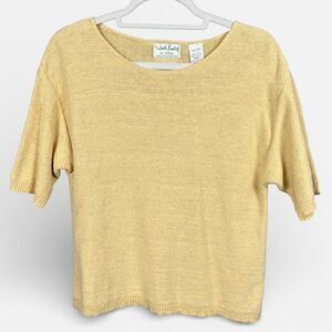 Waste Knot by JOMA Yellow Short Sleeve Cotton Knit Top Size 2